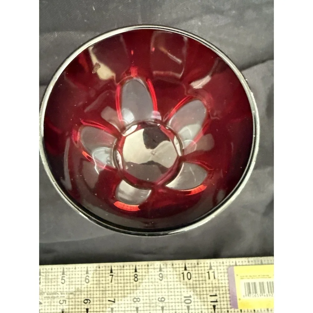 Red Ruby Glass Goblet Glossy Round Unisex Adults Drinkware 4.75 Inch Decorative‎